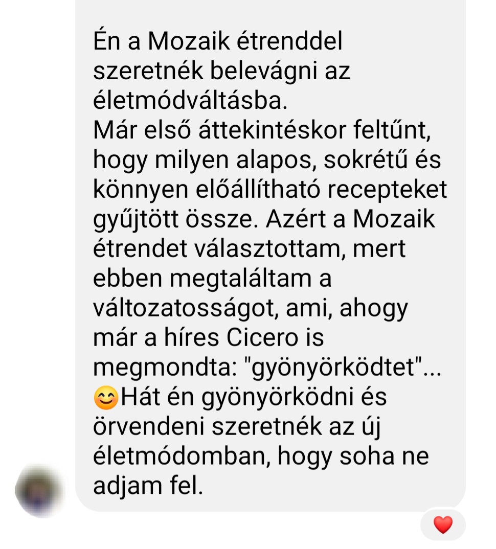 mozaik étrend visszajelzés