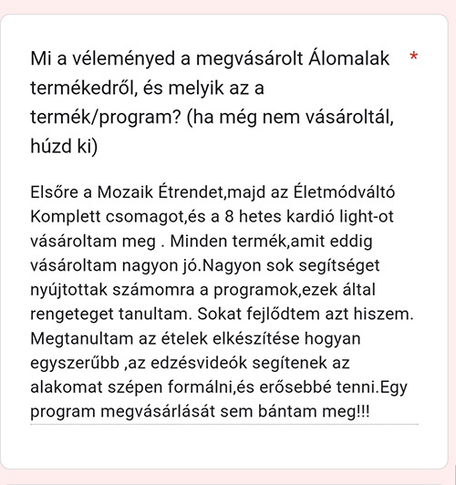 álomalak termékek visszajelzés