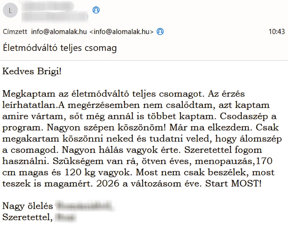 életmódváltó program komplett csomag visszajelzés